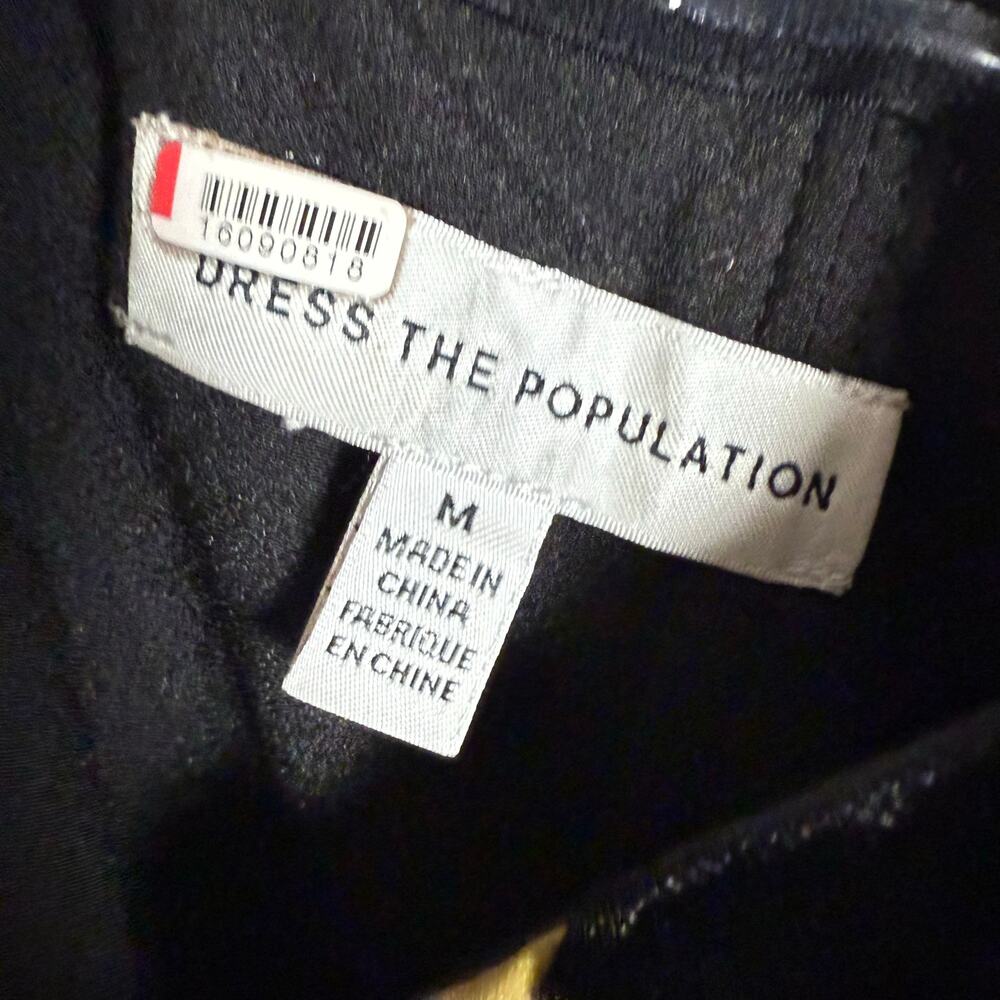 Dress the Population Black Floral Velvet Midi Dress with Pink and Gold Accents - Picture 15 of 16